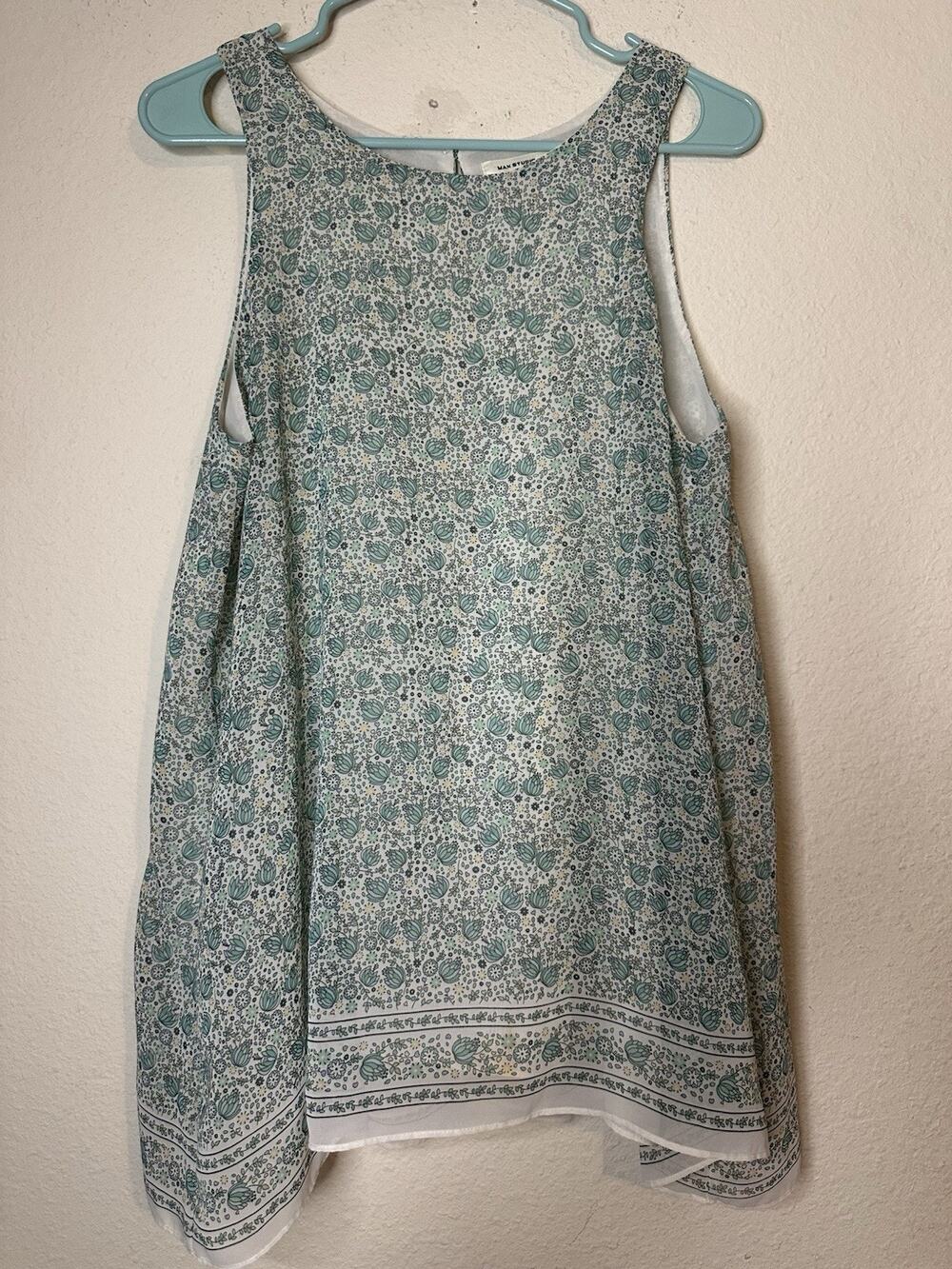 EUC Women’s Max Studio Green Floral Sleeveless Lined Blouse L Casual